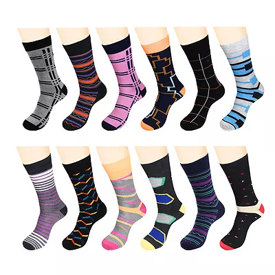 Gelante New Mens Funky Dress Socks Fashion Casual 12 Pairs Size 10-13 • $18.95