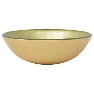 £116.95 • Buy Wash Basin Sink Gold Tempered Glass Bathroom Washroom Bowl Round Above Counter