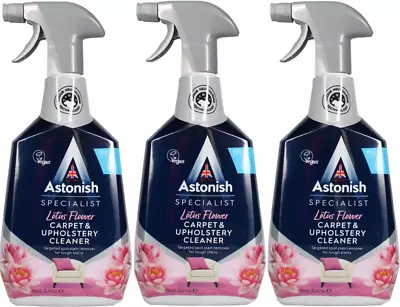 Astonish Specialist Carpet & Upholstery Cleaner Spray Lotus Flower 750ml X 3 • £10.87