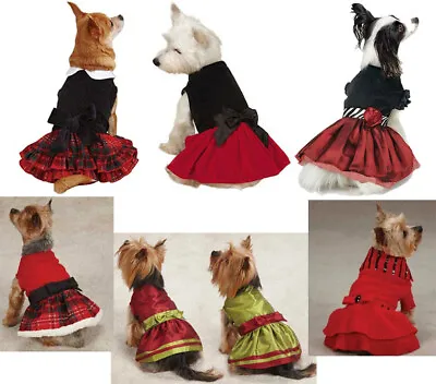 CLOSEOUT Christmas Holiday Dog Dresses Dress Pet Tartan Red Velvet  • $9.99