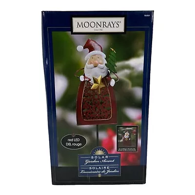 Moonrays Santa Christmas Solar Powered Red LED Light Garden Accent Metal • $14.99