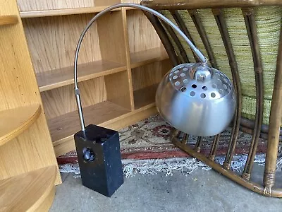 Vtg Modern Table Arc Lamp Marble Base Mid Century Stainless Steel Chrome Desk • $399.99