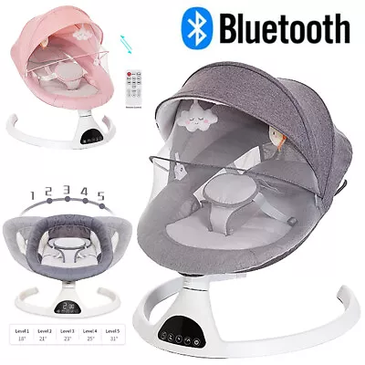 Bluetooth Electric Rocker Baby Swing Infant Cradle Bouncer Seat Chair With Timer • £69.90