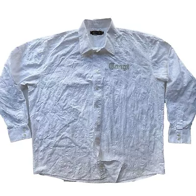 Vtg Coogi Dress Shirt Mens 4XL Button Up Lace Stitching Embroidered Silver Logo • $42.95