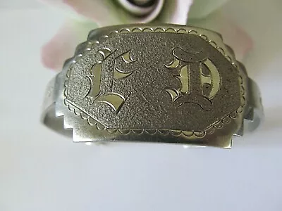 VINTAGE SILVER PLATED  W/RAISED FANCY FLORAL DESIGNED CUFF BANGLE BRACELET • $9.99