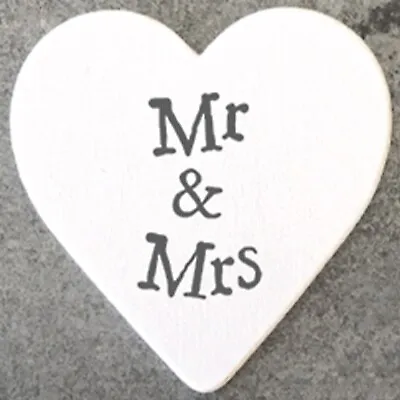 MR & MRS Mini Wooden Heart Plaque Couple Gift Sign 3cm Wedding Favour Keepsake • £1.98