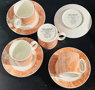 Vintage Villeroy & Boch  Siena Pattern Porcelain Set Of 4 Tea Cups & 4 Saucers • $59