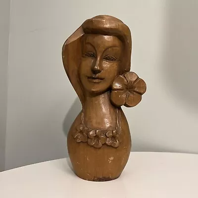 Polynesian Wood Sculpture Bust Hawaiian Statue Art Carving Mid Century Hawaii • $49.99