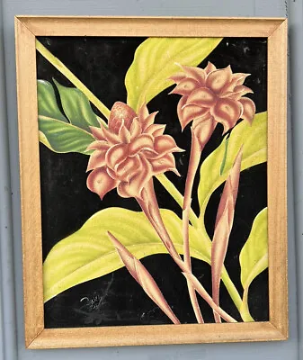 Vintage 50’s Frank Oda Hale Pua Hawaii Torch Ginger Flower Painting Signed 22x18 • $399
