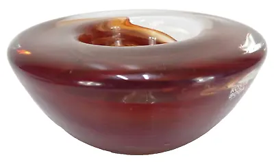 Kosta Boda Atoll Red Swirl Swedish Candle Holder - Anna Ehrner • $59.99