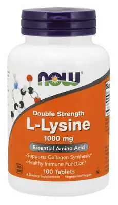 Now Foods L-Lysine 1000mg Collagen Synthesis Double Strength 100 Tabs 02/2026EXP • $15.95