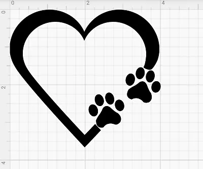 PAW PRINT HEART 4  Die Cut Vinyl Decal - Car Window Sticker PUPPY I LOVE MY DOG • $3