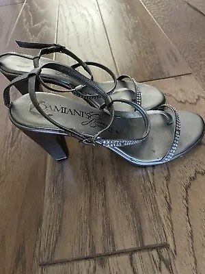 Damiani's Glamour High Heel Shoe Women Size 7 Silver Open Toe Sandal • £18.88