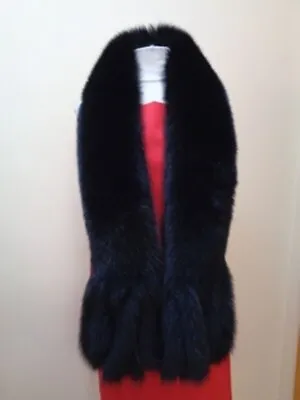 Brand New Black Fox Fur Scarf Wrap Shawl Women Woman Size 60  X 4  • $250