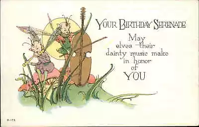 Birthday Fantasy Fairy Fairies Playing Music Cello Flute C1910 Postcard • $8.90