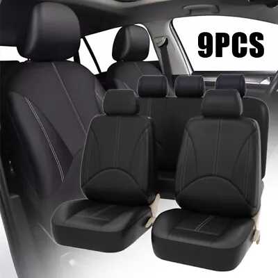 Car 5 Seat Covers Full Set Waterproof Leather Universal For Auto Sedan SUV Truck • $27.98