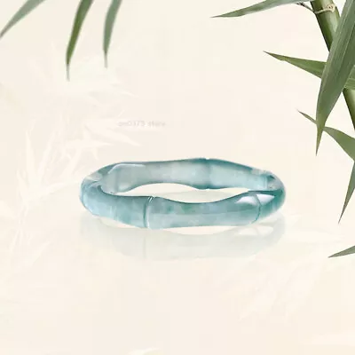 Natural Jadeite Ring Women Men A Grade Blue Water Bamboo Festival Band Ring   • £27.13