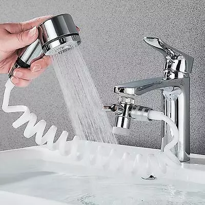 Bathroom Sink Faucet Sprayer Adjustable Shower Set Water Tap Washing Head Hose • $21.89