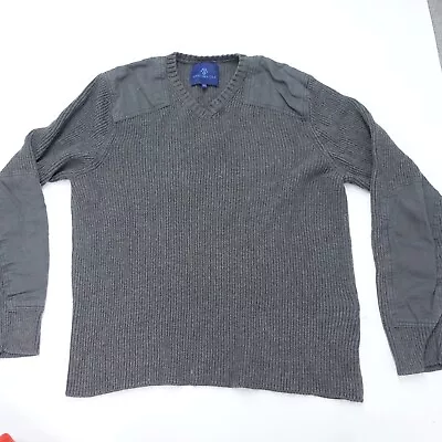 Martin + Osa Sweater Mens XL Gray V-Neck Ribbed Chunky Knit Long Sleeve Pullover • $31.49