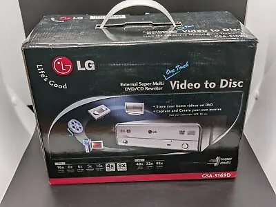$44.99 • Buy LG GSA-5169D  External Super Multi DVD/CD Rewriter One Touch Video To Disc 