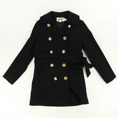 VTG Sabrina Knits Heavy Wool Double Breasted Coat Black Women's 8 • $47.49