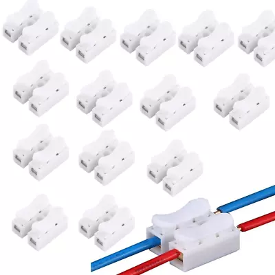 Push Quick Wire Cable Connector 100Pcs 10A 220V 2 Pin Push-In Spring Loaded Ele • $13.61