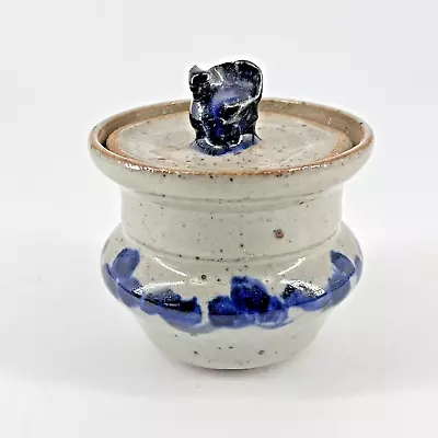 Studio Art Pottery Stoneware Lidded Salt Cellar Jam Jar Trinket Box Signed • $29