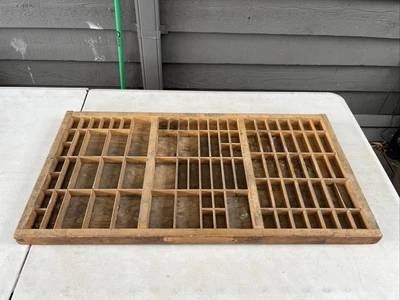 $90 • Buy Authentic Vintage Wooden Letter Press Printers Tray Shadow Box; Collectable