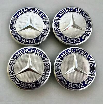 4pcs For Mercedes-Benz 75MM Classic Dark Blue Wheel Center Hub Caps AMG Wreath • $15.88
