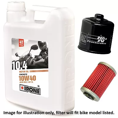 Kawasaki ZX-6R ZX600P8F 2008 Ipone 10.4 10w40 / K&N Filter Kit • £39.40