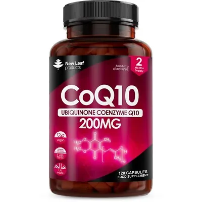 CoQ10 - Co Enzyme Pure Ubiquinone CQ10 Of Coenzyme Q10 200mg 120 Vegan Capsules • £14.95