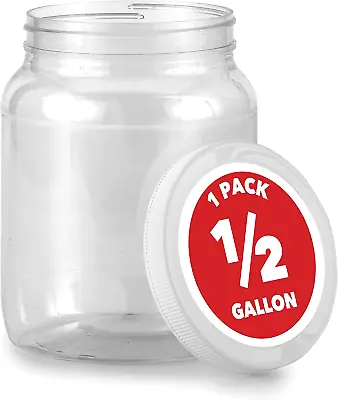 Half Gallon Clear Plastic Jars With Lids (1 Pack) 64 Oz Wide Mouth Large Jar Wit • $15.28