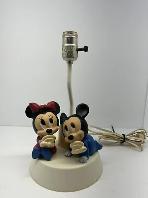 Baby Mickey And Minnie Mouse Lamp 1984 Disney Vintage No Shade. • $15