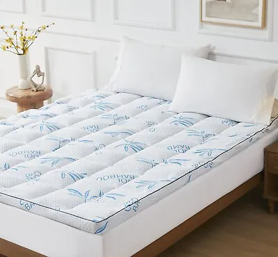 Bamboo Mattress Topper Extra Thick Queen Size Cooling Mattress Pad8-21  Deep • $49.50