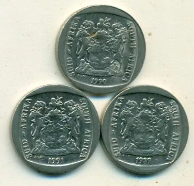 3 DIFFERENT 2 RAND COINS From SOUTH AFRICA (1989 1990 & 1991) • $2.99