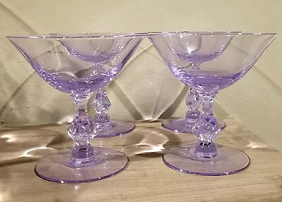 4 Tiffin Twilight Alexanderite Purple-Blue Champagne Dichromatic Glasses 1960's • $75