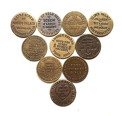 10 Solid Brass Brothel Cat House House Tokens Lot 1 • $23.49