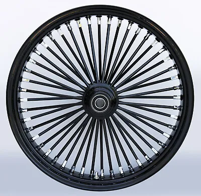 Black 48 King Spoke 21  X 3.5  Single Disc Front Wheel For Harley FXST FXDWG • $308.74