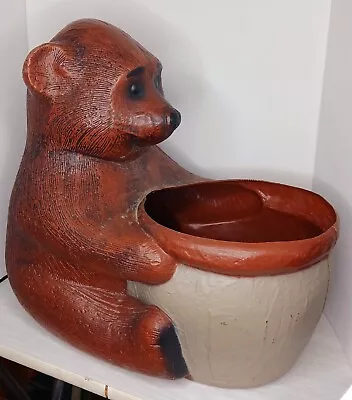 Vintage Plastic Blow Mold Lawn Garden Ornament Bear Planter Pot • $80