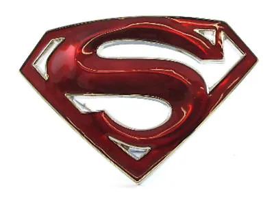 Super Hero S Super Man Metallic Red Logo Belt Buckle Dc Superman Snap Belt • £5.49