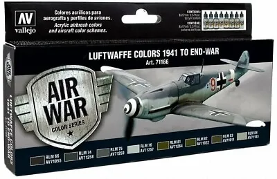 AV Vallejo 71166 Model Air Set - Luftwaffe Colors 1941 To End-war  (8x17ml) • £22