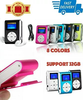 Mini MP3 Player With Digital LCD Screen Mini Clip Support 32GB TF Card • $7.25