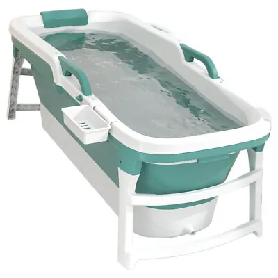 152cm Warm Spa Portable Bath Tub Adult Child Folding Bathtub Soaking Barrel &Lid • £18.95