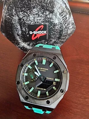 Casio G-Shock GA2100 CasiOak Custom MOD Blue Watch Teal Band New • $179.99