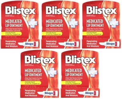 5 Pack Blistex Medicated Lip Ointment For Dryness And Cold Sores 0.21oz Each • $15.32