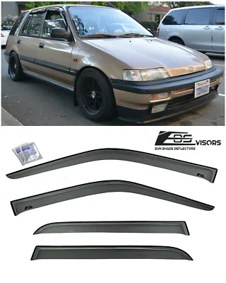 For 88-91 Honda Civic Wagon | EOS Visors Side Window Deflectors Rain Guards • $31.98