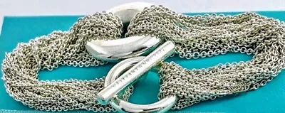 Tiffany & Co 7.5  Silver 'Somerset' Mesh Toggle Multi Strand Circle Bracelet  • $375