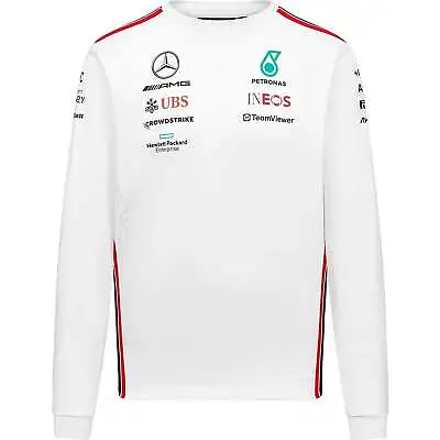 Mercedes AMG Petronas F1 2023 Men's Long Sleeve Driver T-Shirt - Black/White • $69.99