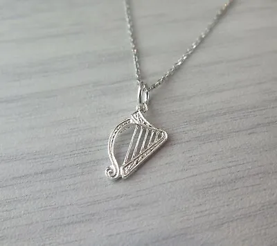 Sterling Silver Irish Harp Celtic Pendant Necklace St Patrick's Day Gift • $28.58