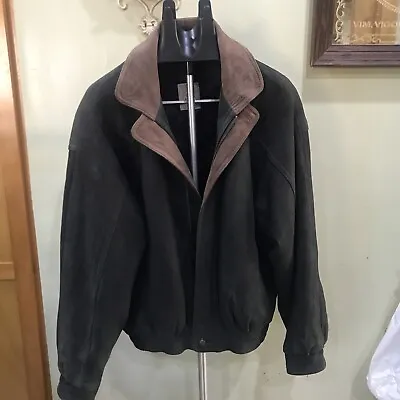 Alfani Black And Brown Suede￼ Leather Jacket Mens Size Medium • $100